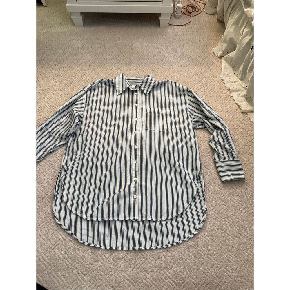 EUC Anthropologie Maeve Cotton Striped Button-Down